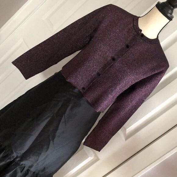 Zara Metallic Deep Red Merlot  Shimmer Cardigan size S - Picture 3 of 15